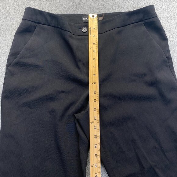 KARL LAGERFELD Pants Womens Size 12 Black Tapered Leg Hi Rise Classic Trousers - Picture 6 of 8